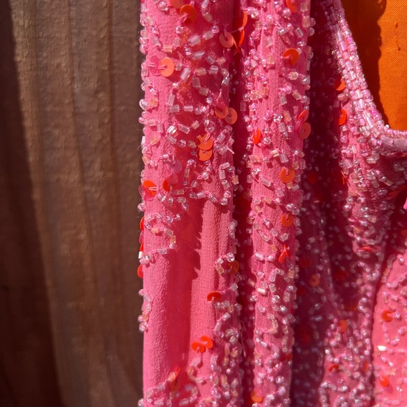 Vintage Davids bridal beaded pink gown - Picture 8 of 9